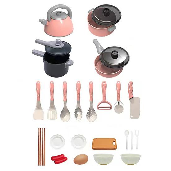 Игрушки для ролевых игр Индукционная плита Кухонный игровой набор с реалистичными звуками готовки Посуда Столовые приборы Набор продуктов для детей 3+ Образовательный подарок