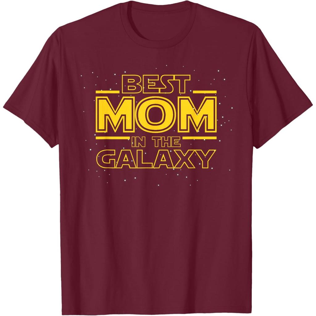 Best Mom in the Galaxy Graphic Tee Soft Breathable Cotton T-Shirt Casual Gift for Mom