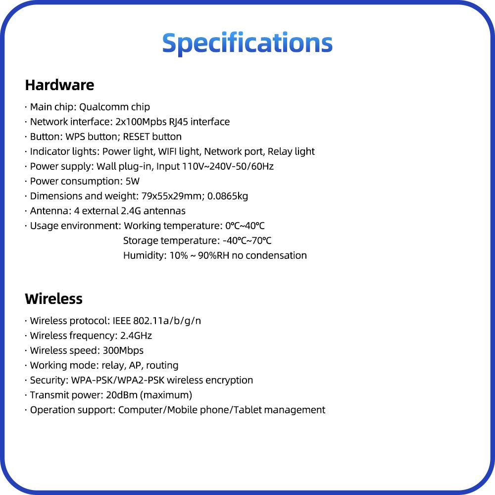 Wi-Fi ретранслятор 300 Мбит/с Wi-Fi беспроводной интернет большой дальности усилитель сигнала для дома с режимом точки доступа Ethernet