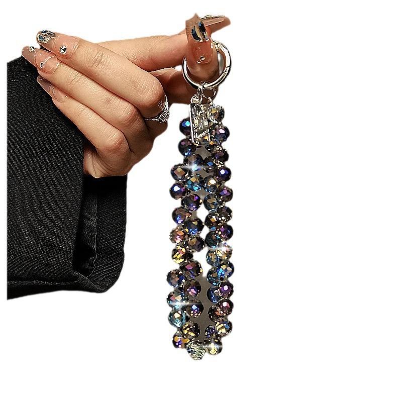 Luxury Sparkling Diamond Crystal Bead Wrist Strap Portable Chain Short Hanging Phone Charm Clip For Universal Use On Phone Cases