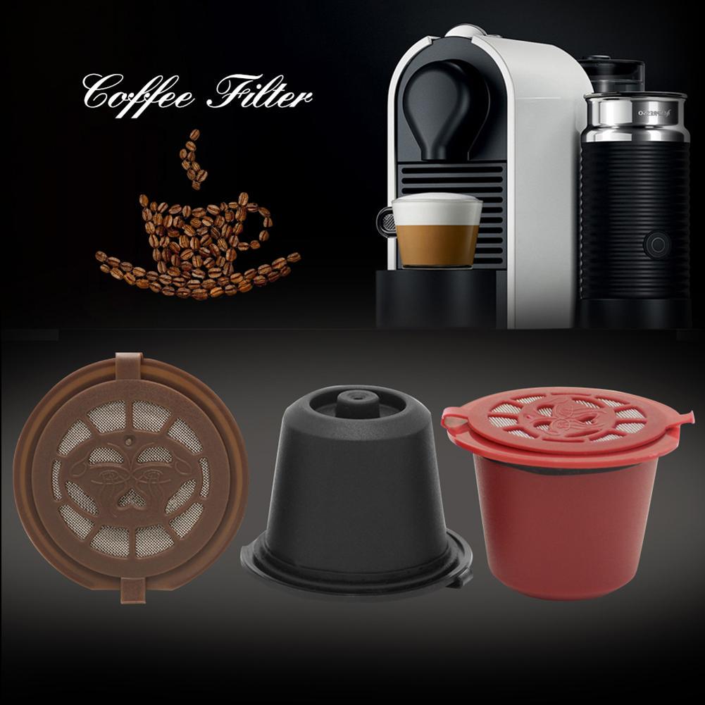 1/3Pcs Reusable Refillable for Nespresso Coffee Capsule With 1PC Plastic Spoon Filter Pod For Original Line Filters