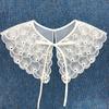 Women Girls Chiffon Lace Fake False Collar Decorative Double Layer Ruffles Embroidery Choker Blouse Shawl Bowtie