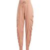 Adidas Тканые брюки Truecasuals с высокой талией и манжетами на шнурке. Женские брюки светло-абрикосового цвета HY6274