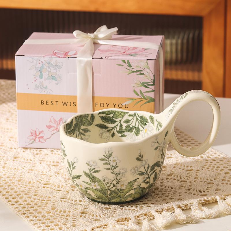 Ретро керамическая кружка с ландышами для подарков на день рождения девочек, сувенирных подарков для подруг, ценные и значимые подарки