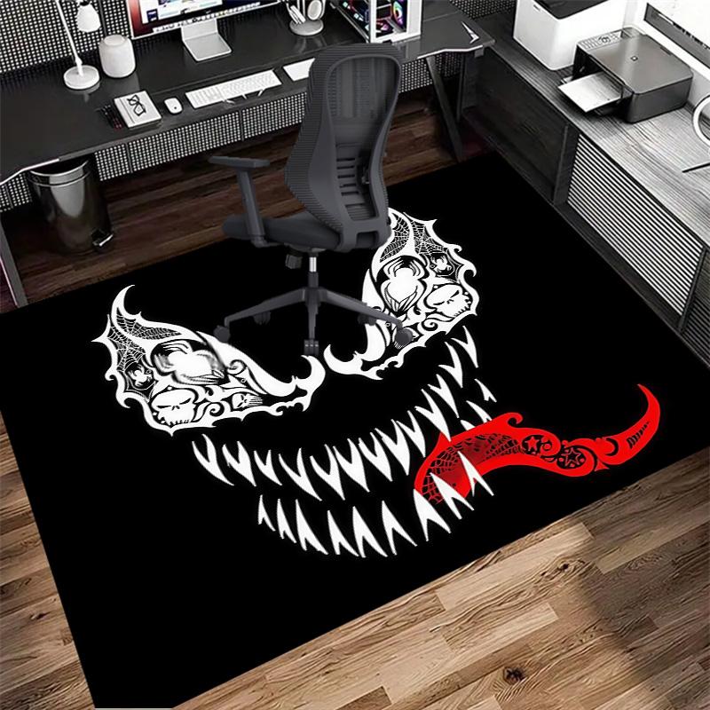 Venom Tribal Tattoo Style Monster Face Print Non Slip Large Gaming Living Room Area Rug Soft Wear Resistant Gamer Sofa Bedroom Home Decor Floor Carpet