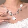 Boho Beach Shell Starfish Necklace - Pearl & Aquamarine Beaded Coastal Jewelry for Women