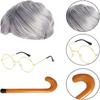 Inflatable Walking Stick Grandpa Accessories Set Glasses Old Man Cosplay Kits  School Party