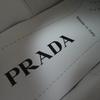 Excellent PRADA sneakers Triangle logo with crystal white leather Women 35.5  Used