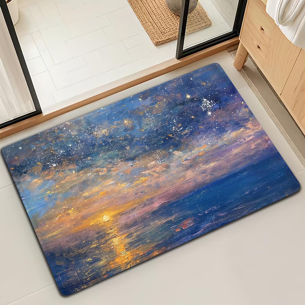 Коврик для двери, коврик для ванной, коврик для пола Lotus M-Monet, масляная живопись, микрофибра, декоративный, универсальный, фланелевый, быстросохнущий, впитывающий, нескользящая подошва