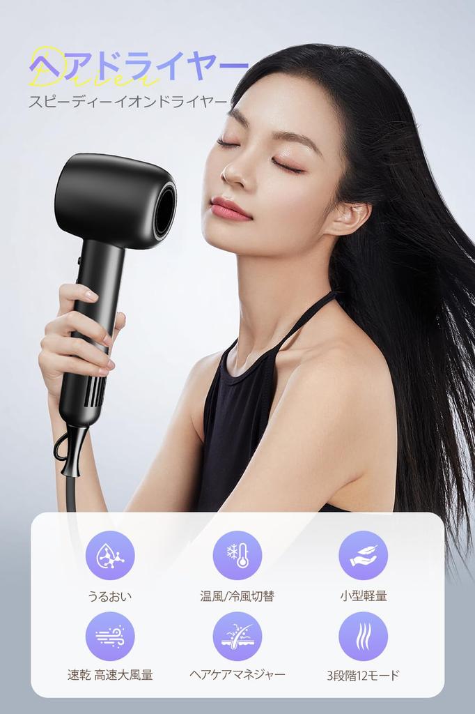 Hair Large Air Volume High Speed Heater Hair Quick High Concentration of Negative 19 4 Temperature 3 Wind Speed Mode Quick Drying Low Comes with