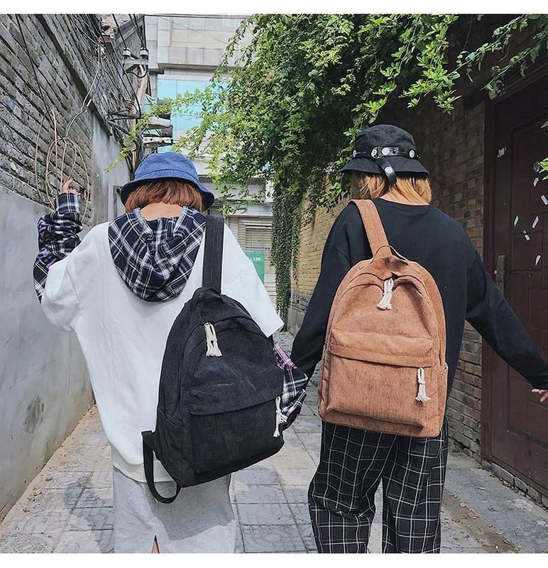 SCIONE Рюкзак из мягкой ткани, женский вельветовый дизайн, школьный полосатый рюкзак для девочек-подростков, сумка mochila