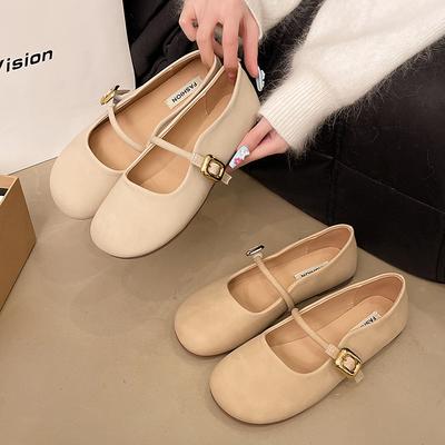 Новые неглубокие пряжки одно слово универсальный маленький ароматный стиль 2025 Мэри Джейн одиночные туфли весенние Мэри Джейн одиночные туфли женские французские