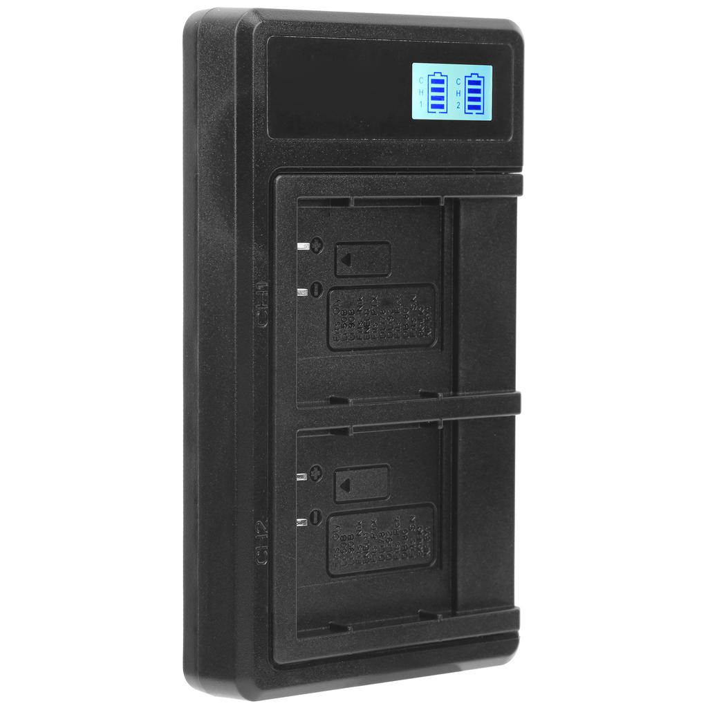 Charger with LCD Display Screen Double Slot Charging Suitable for LI‑50B Camera Battery