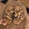 Platform Leopard Print Fluffy Shoes Women's Shoes Wear 2025 New Autumn and Winter Cotton Slippers Lamb Wool Fashion Cotton Shoes