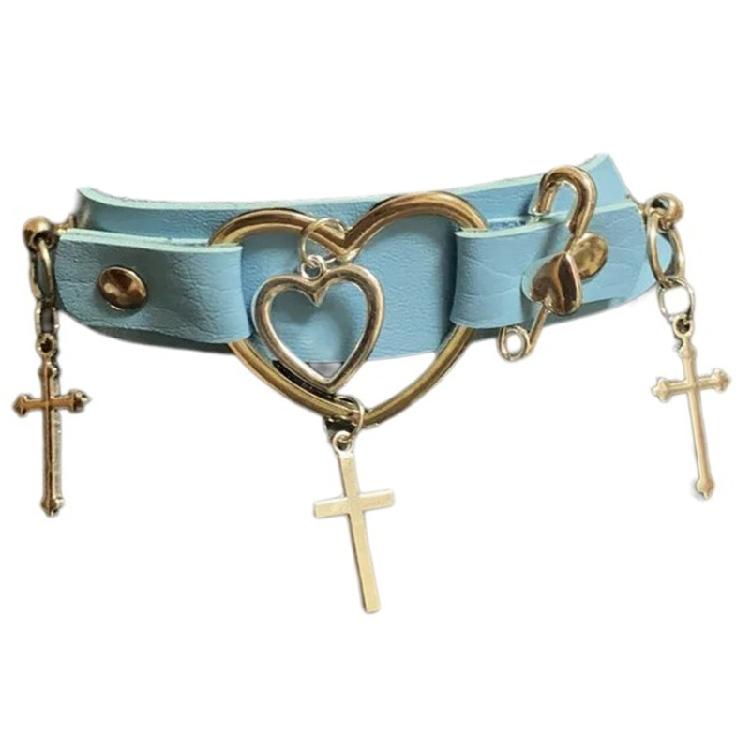 Кожаное Ожерелье Кулон Крест Ожерелье-чокер с Крестом для Женщин