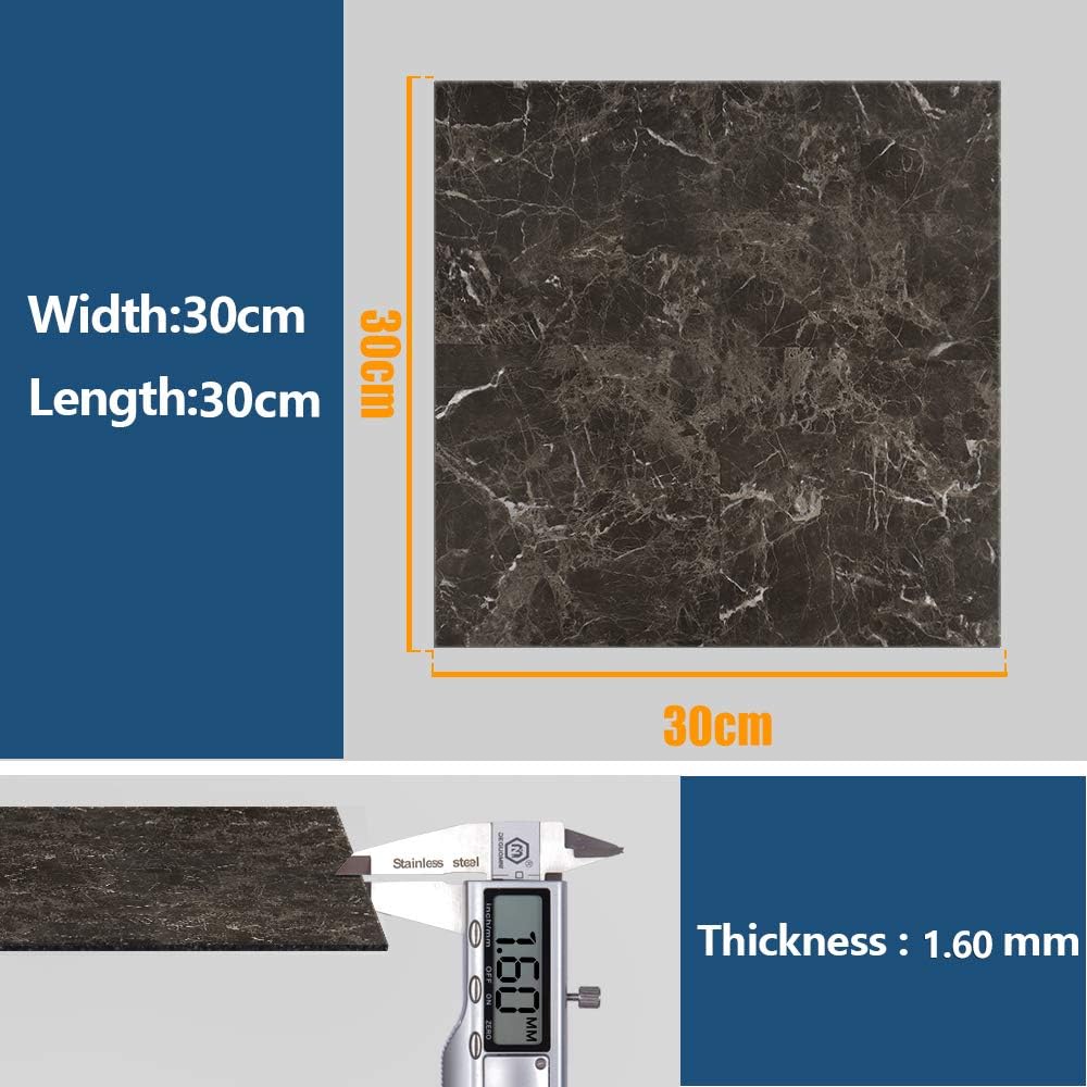 VEELIKE Marble Style Напольная плитка Лист для ремонта пола Черный 30 см x 30 см Упаковка из 12 напольных плиток Просто поместите его Ремонтный коврик для ремонта пола