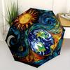Автоматический открывающийся и закрывающийся зонт на тему "Солнце, Земля", портативный трехскладной маленький зонт для мужчин и женщин, Подарок0725010z
