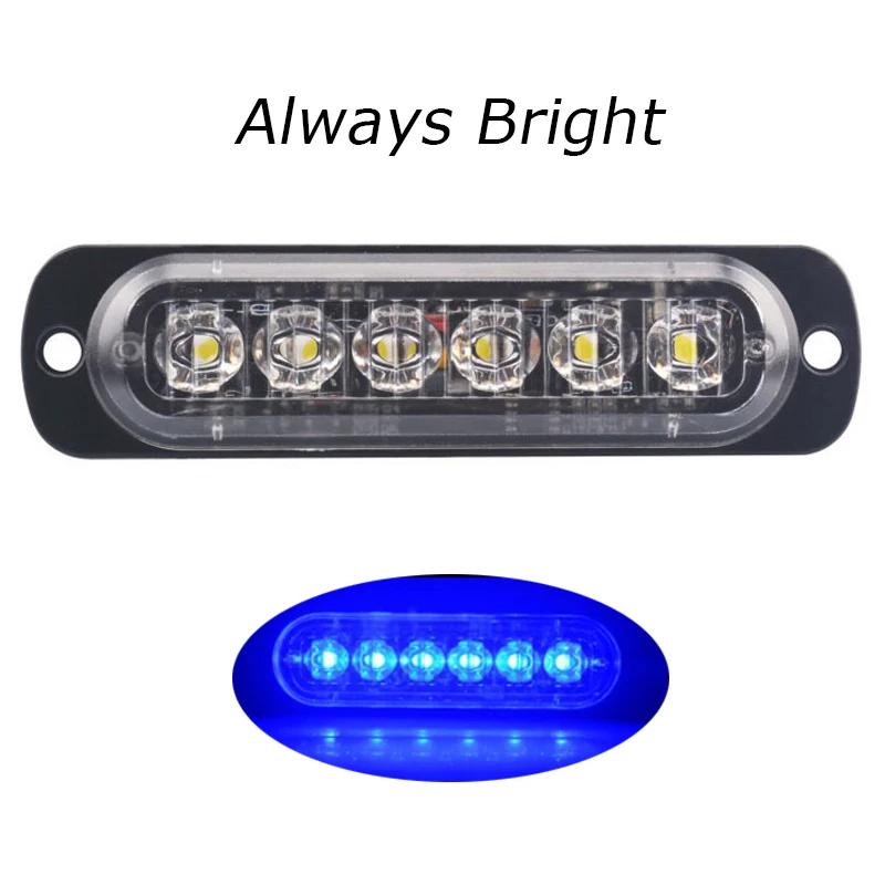 6 светодиодных мигающих предупреждающих ламп 18 режимов стробоскопа для автомобиля, мотоцикла, грузовика, боковой проблесковый маячок, безопасность вождения, яркий свет 12-24 В
