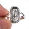 Natural Black Rutile Gemstone 925 Solid Sterling Silver Jewelry Ring Size 9 Q4N03