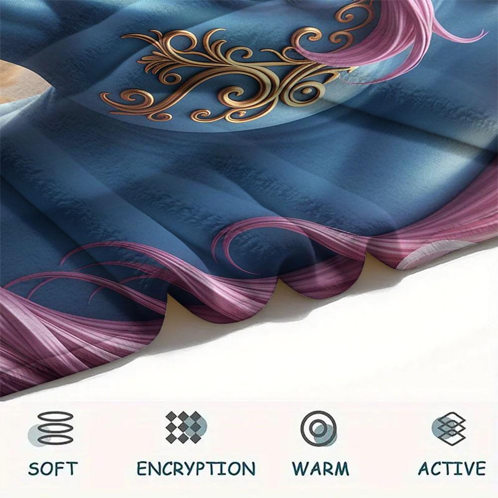 1Pc Animalswearingflowers Print Flannel Blanket, High quality Comfortable for All Seasons, Home Decor, Warmth and Comfort, Perfect for Christmas Gifts