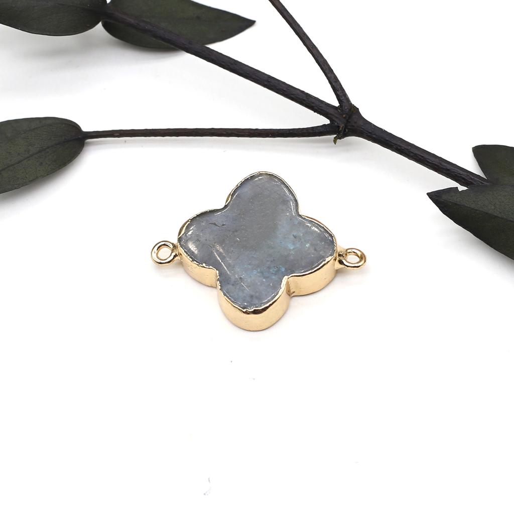 Necklace Connector Natural Stone Lapis Lazuli/Labradorite Quadrangle Connector For Jewelry Making DIY Necklace Bracelet Accessor