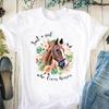Short Sleeve Horse Lovely Sweet Animal Love Women Print Tee Top Summer Fashion Tshirt Lady Female Clothing Casual Graphic T-shirt