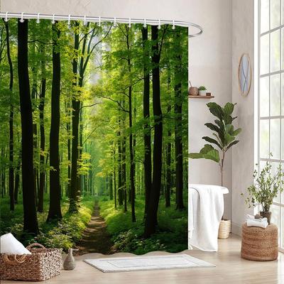 Водонепроницаемая шторка для душа Sunny Forest Path для декора ванной комнаты