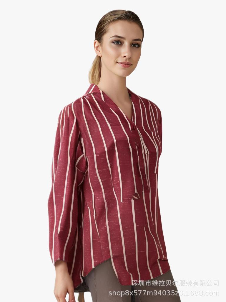 Простая и модная рубашка в полоску с принтом для женщин во внешней торговле, рубашка свободного кроя