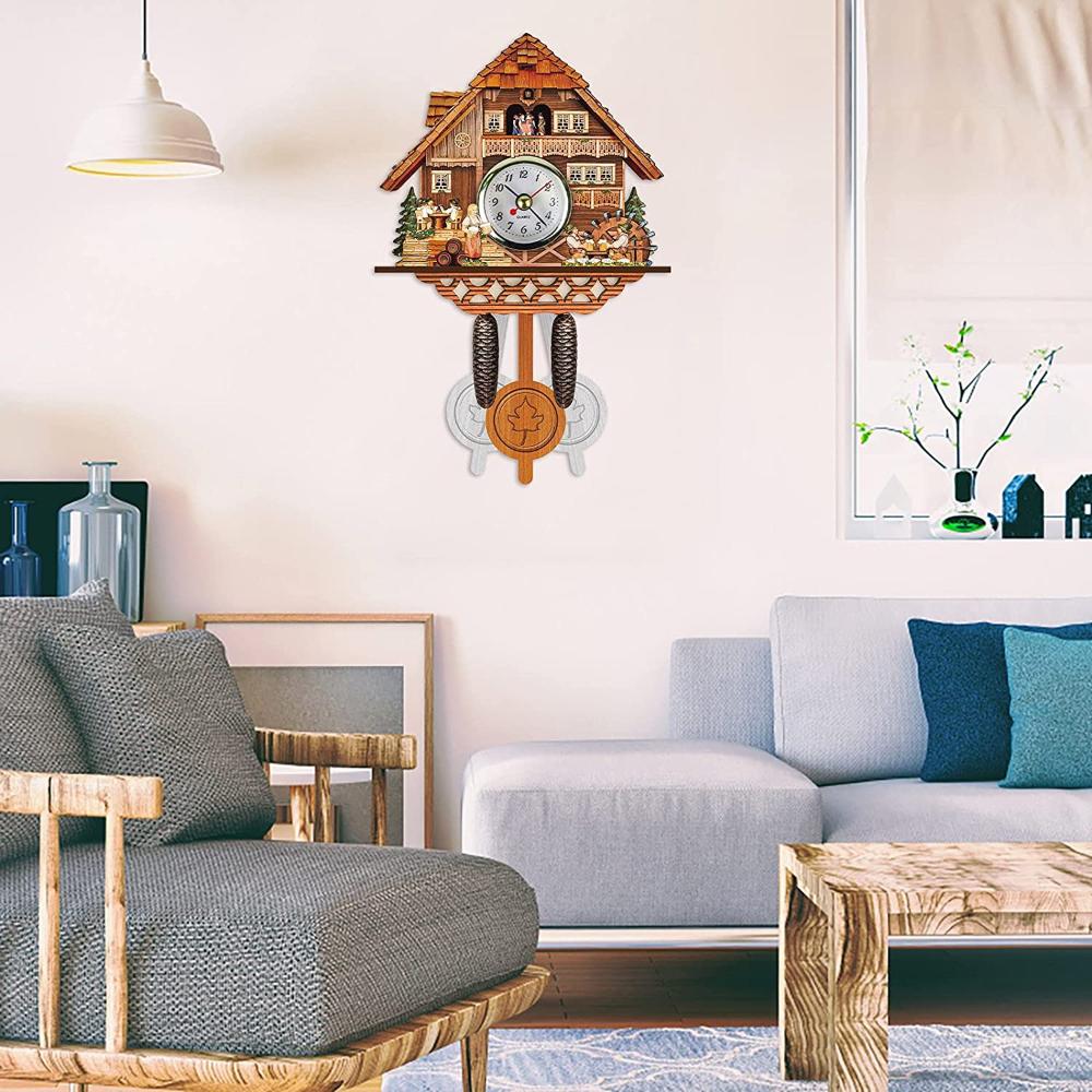 Гостиная Ретро Лесной Дом Настенные Часы Деревянные Кварцевые Часы с Кукушкой