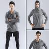 Мужские спортивные пуловеры с капюшоном, повседневные рубашки с длинными рукавами, осенне-зимняя толстовка для фитнеса, быстросохнущие дышащие топы для тренировок по бегу