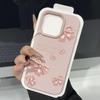 Pink Bowknot Print Soft Matte Case For iPhone 16 Pro Max 15 Pro 14 13 12 11 Solid Color Shockproof TPU Leather Texture Slim Phone Cover