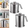 Grease Can with Strainer with Dustproof Lid Kitchen Oil Container Can 304 Stainless Steel Easy Grip Handle Kitchen Oil Keeper