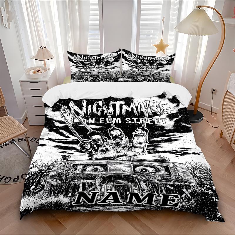 Custom Textile Nightmare Icon Bedding 3 Piece Set HD Print Duvet Cover Pillowcases for Teens Adult Bedroom Decoration