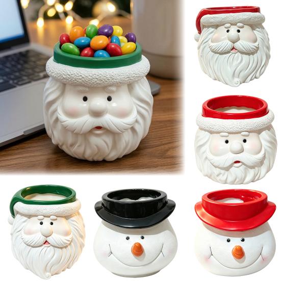 Small Item Storage Holder Cute Santa Claus Resin Flowerpot, Decorative Christmas Desktop Creative Craft Planter, Hand Painted Container for
