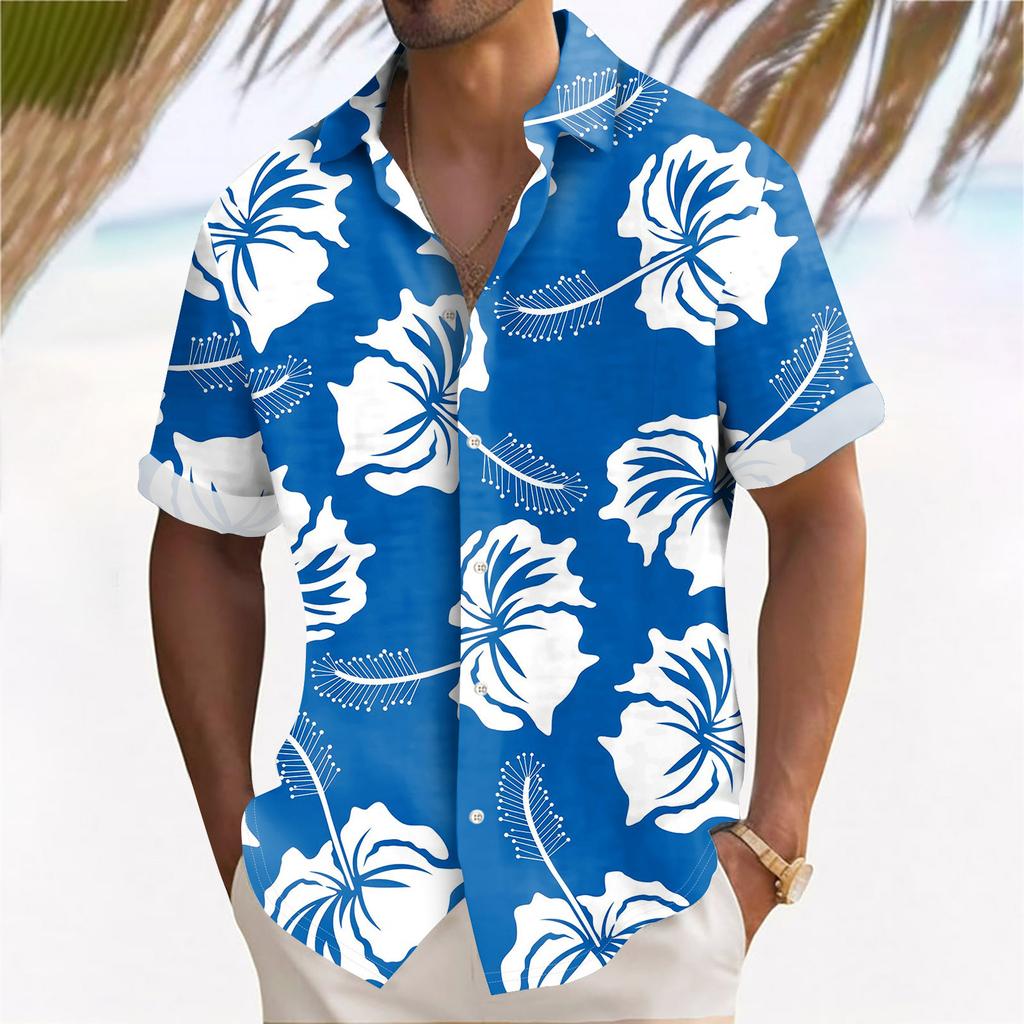 Гавайская рубашка для мужчин, мужские винтажные рубашки для боулинга на пуговицах, летняя пляжная рубашка с коротким рукавом