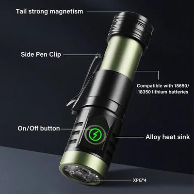 2000LM 4XPG светодиодный фонарик USB перезаряжаемый портативный фонарь с аккумулятором 18650 прочный хвостовой магнит уличный фонарь для кемпинга и рыбалки