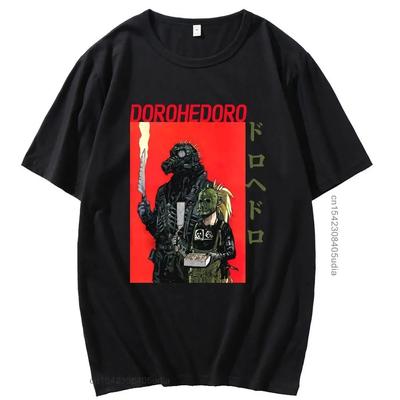 Японское Аниме Дорохедоро Узор Короткий Рукав Весна Лето Мужской/Женский Чистый Хлопок Модная Футболка Мужская Повседневная Свободная Футболка