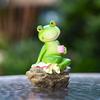 Cartoon Garden Frog Statue Cute Animal Sculpture Crafts Frog Ornament Fish Tank