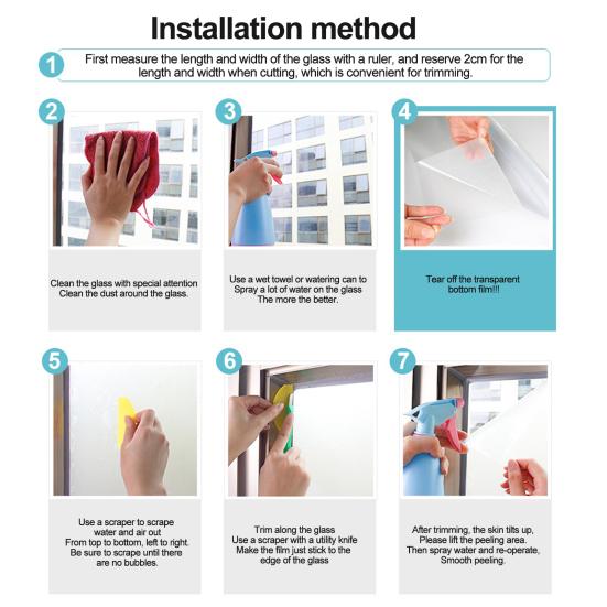 Матовая оконная пленка для конфиденциальности, стеклянная наклейка без остатков клея, защита от ультрафиолета, оконное покрытие, статическая наклейка