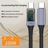 Кабель для передачи данных 480 Мбит/с со светодиодным дисплеем, USB C на USB C, 100 Вт PD, быстрая зарядка, кабель Type C для электронных устройств