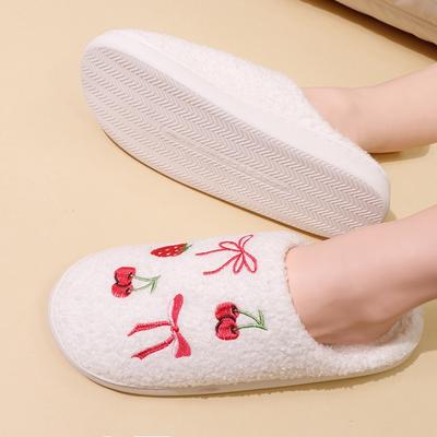 Новый удобный домашний милый мультяшный фруктовый красочный зимний хлопок тапочки мужчины и женщины пара толстая подошва теплые хлопковые тапочки