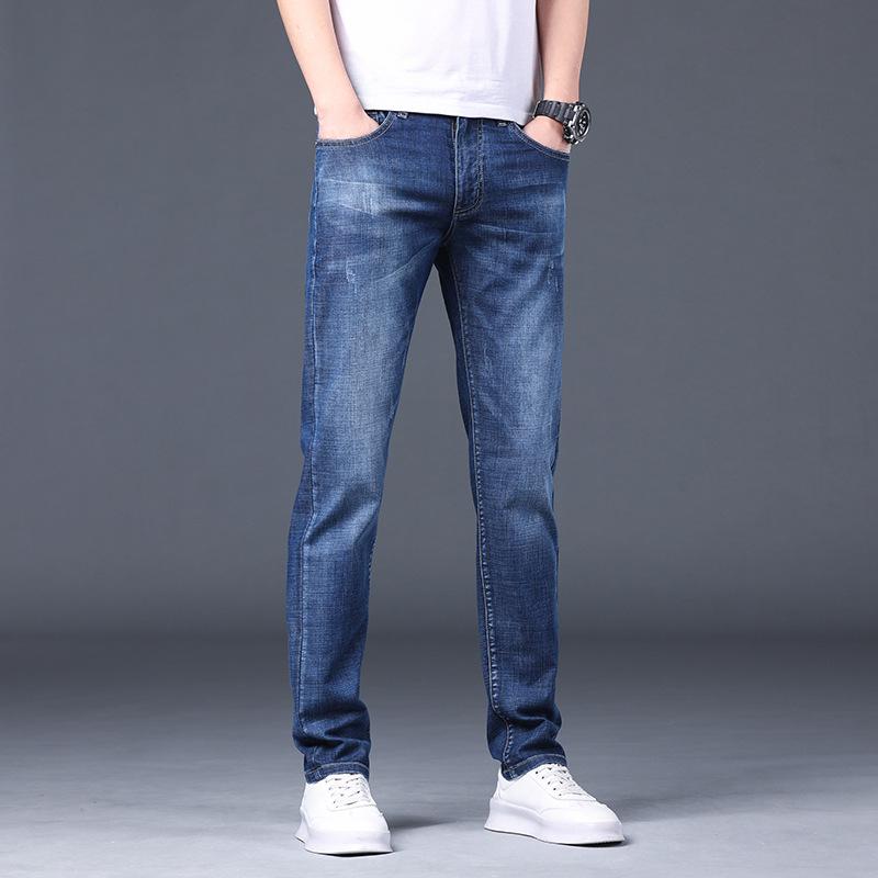 Spring and Autumn Men's Jeans Straight Slim Elastic Hundred Trend of Casual Men's Long Trousers