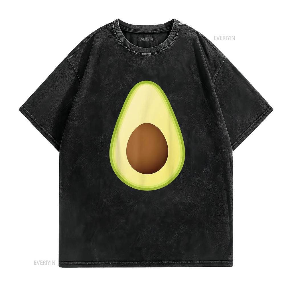 Womens Avocado Costume T Shirt Fruit Halloween Black 2XL vintage Washed Slightly Unisex Casual Breathable Stretched streetwear