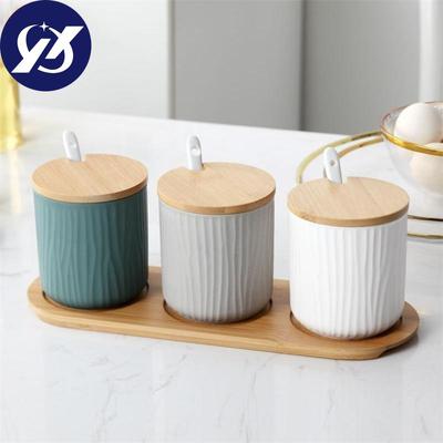 Скандинавская керамическая полка для специй, банка для приправ, кухонная бутылка для хранения соли и перца с крышкой и набором ложек, креативная простая приправа