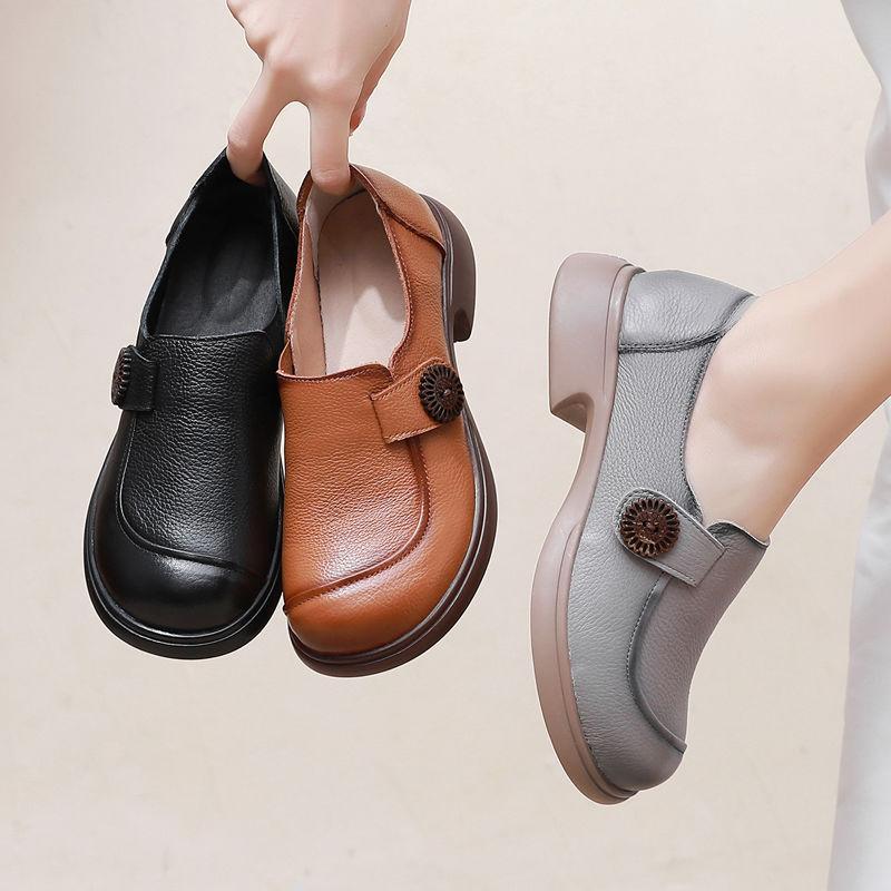 Женские балетки из коровьей кожи на низком каблуке, серые мокасины, женские шикарные туфли-лоферы без застежек, роскошные винтажные туфли высокого качества