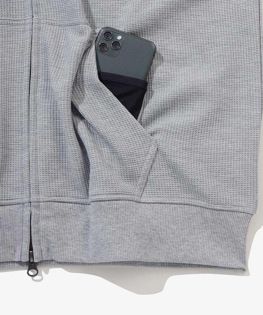 New Era Waffle Hooded Zip-Up Jacket Heather Grey 14954614