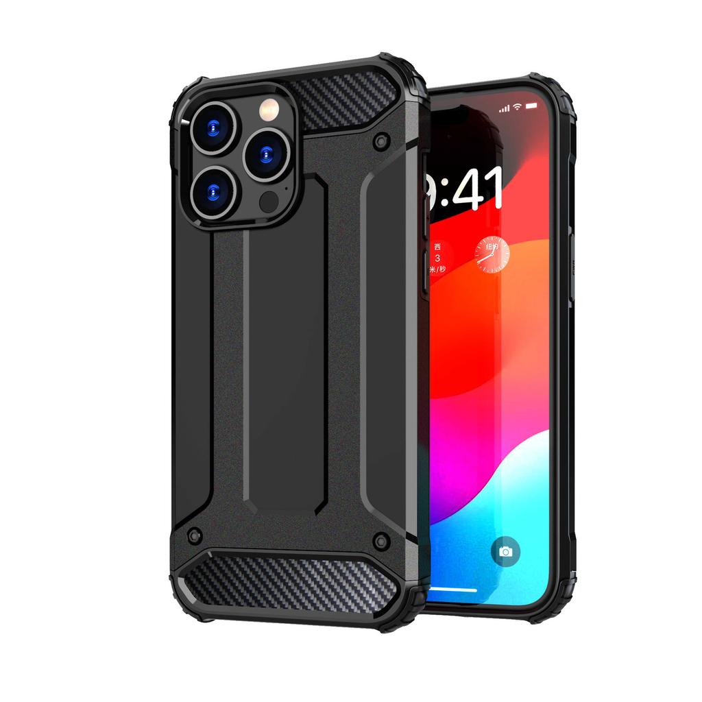 Rugged Black Hybrid Armor Case for iPhone 15 Pro Max - Durable Protection