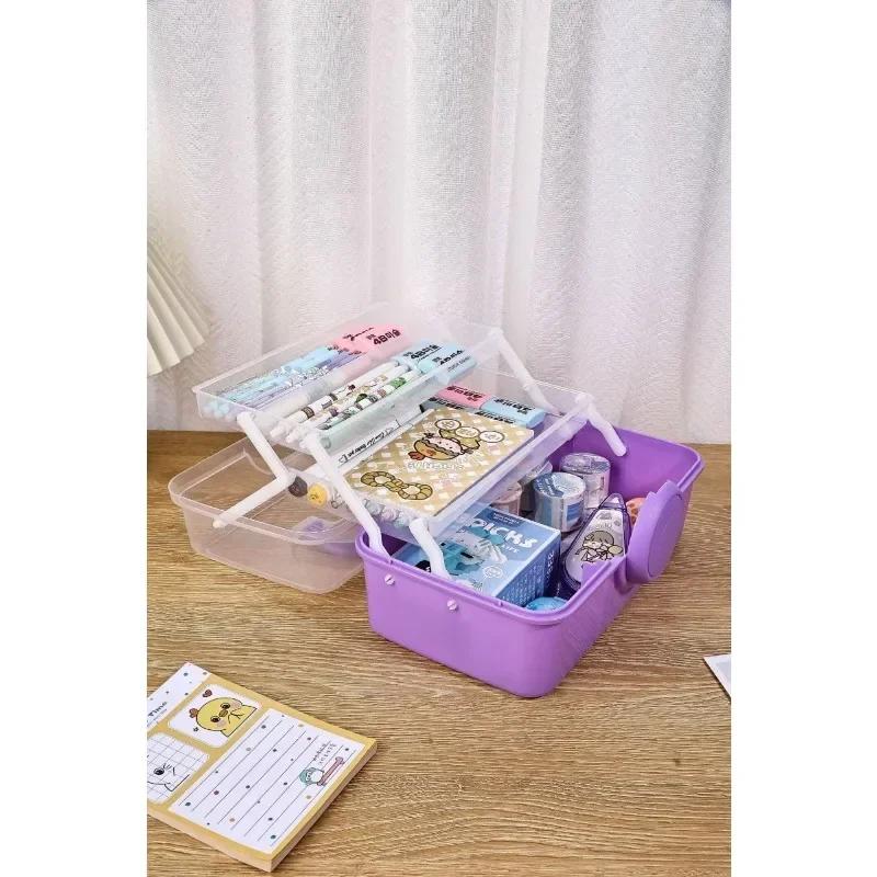 Складной трехслойный ящик для хранения инструментов, набор косметики, ящик для хранения, аксессуары для головы, настольная шкатулка для украшений