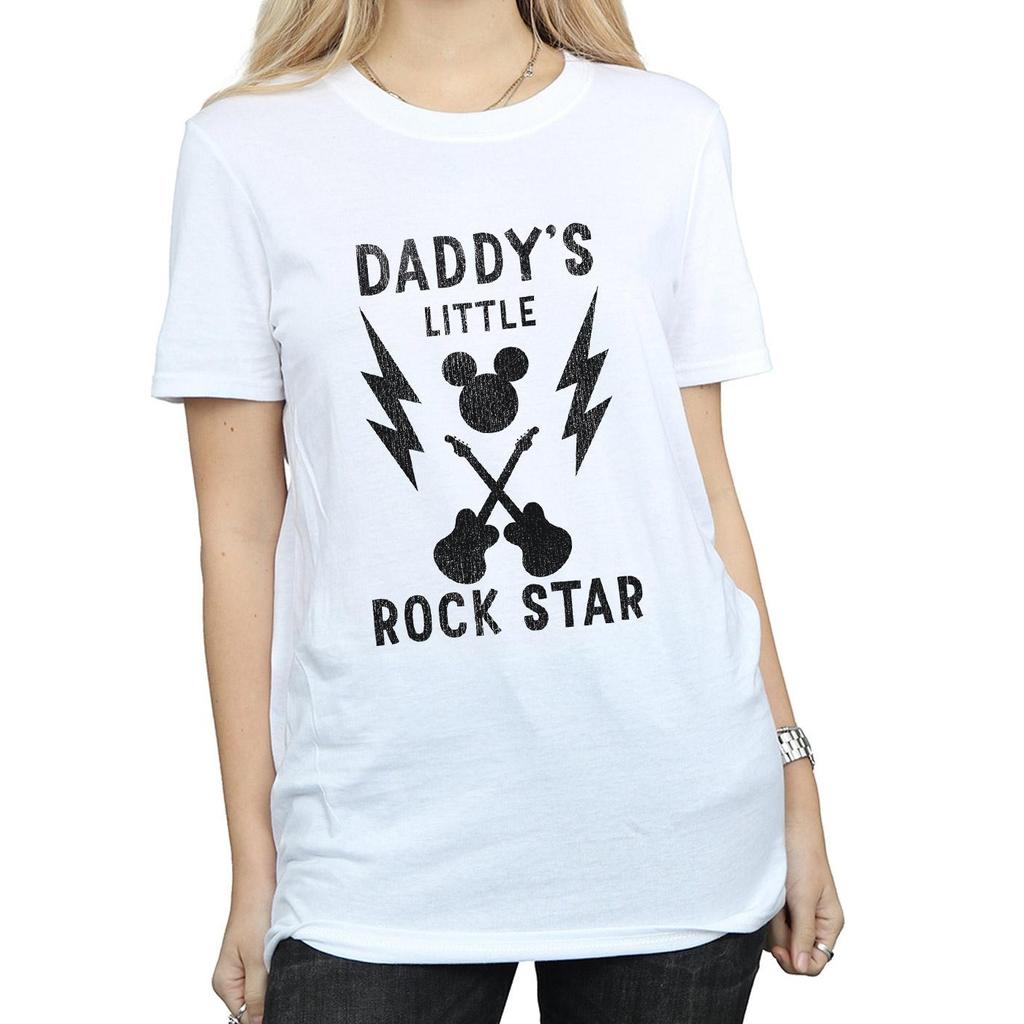 Disney Womens/Ladies Mickey Mouse Daddy´s Rock Star Cotton Boyfriend T-Shirt