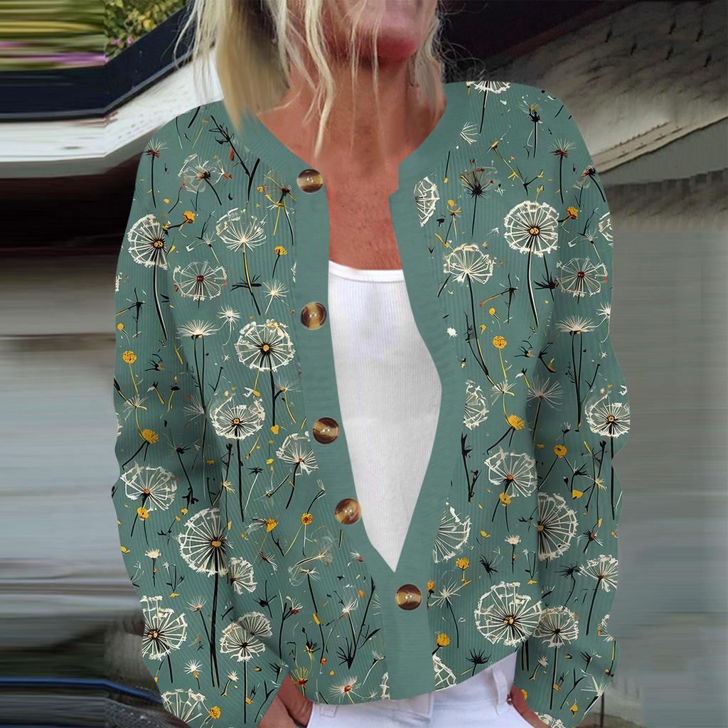 Women's Fashion Long Sleeve Christmas Snowman Snowflake Print Jacket Cardigan